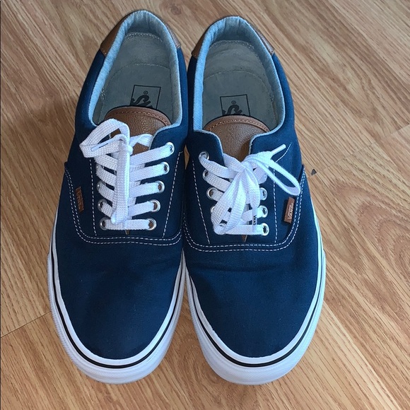 navy blue leather vans